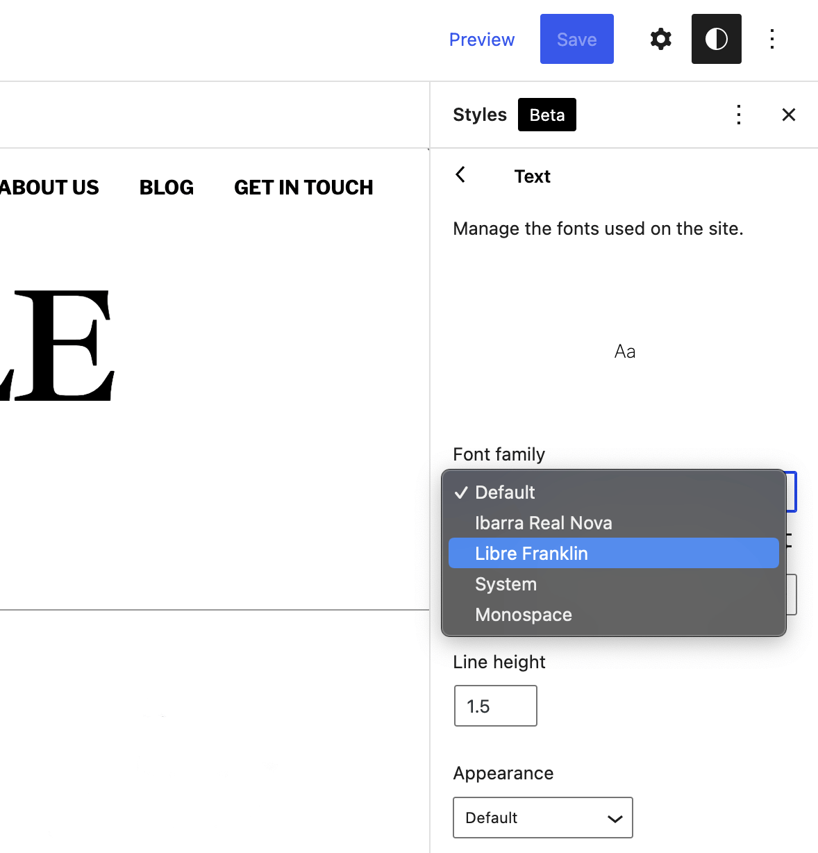 You can change fonts via Styles in the WordPress Full Site Editing editor.