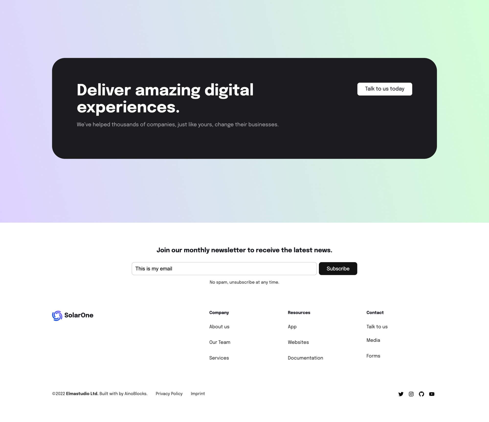 Banner and Footer WordPress block theme patterns